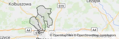 Mapa z zaznaczonym Głogowie Małopolskim