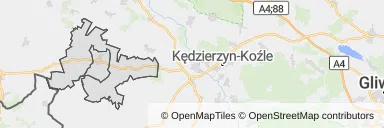 Mapa z zaznaczonym Głogówkiem