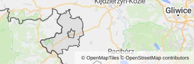 Mapa z zaznaczonymi Głubczycami