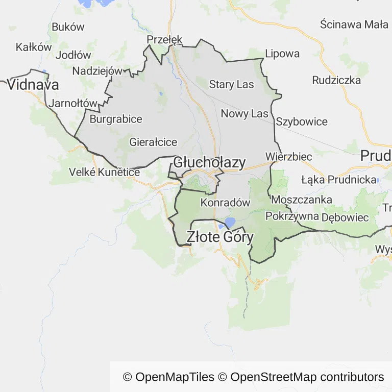 Mapa z zaznaczonym Głuchołazami