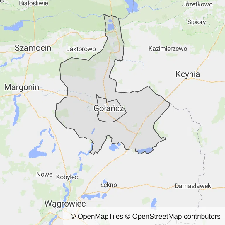 Mapa z zaznaczonym Gołańczy