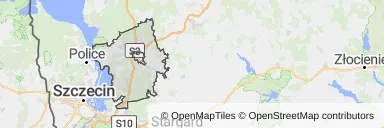 Mapa z zaznaczonym Goleniowem