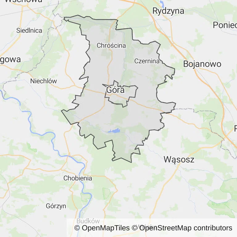 Mapa z zaznaczoną Górze