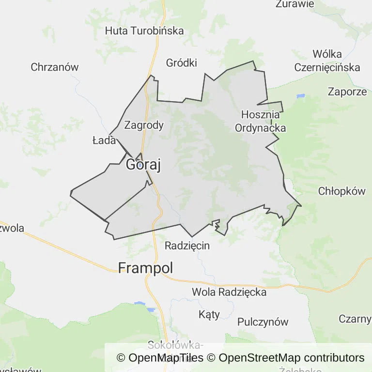 Mapa z zaznaczonym Goraju
