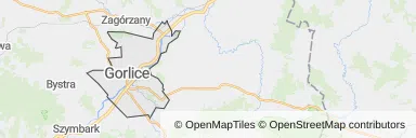 Mapa z zaznaczonymi Gorlicami