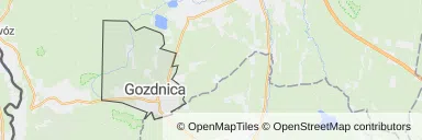 Mapa z zaznaczonym Gozdnicy