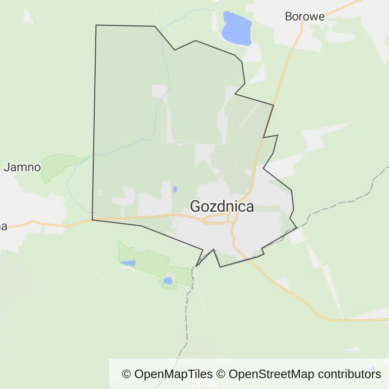 Mapa z zaznaczonym Gozdnicy