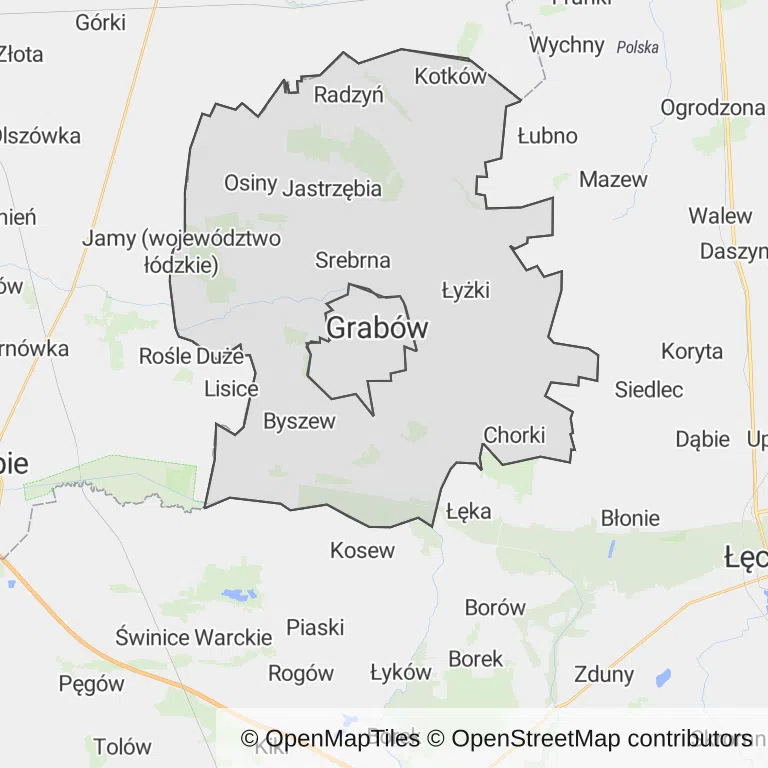 Mapa z zaznaczonym Grabowem