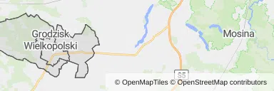 Mapa z zaznaczonym Grodzisku Wielkopolskim