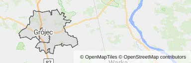 Mapa z zaznaczonym Grójcu