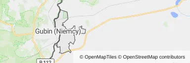 Mapa z zaznaczonym Gubinem