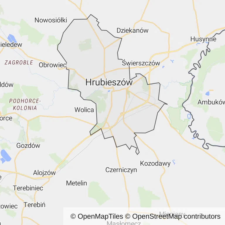 Mapa z zaznaczonym Hrubieszowem