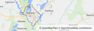 Mapa z zaznaczoną Iławem