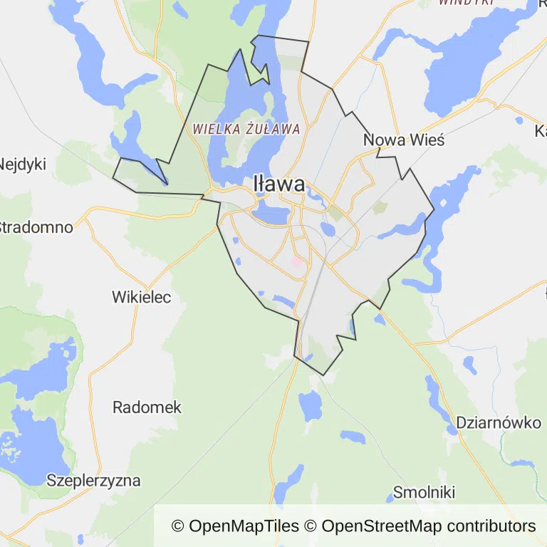Mapa z zaznaczoną Iławem