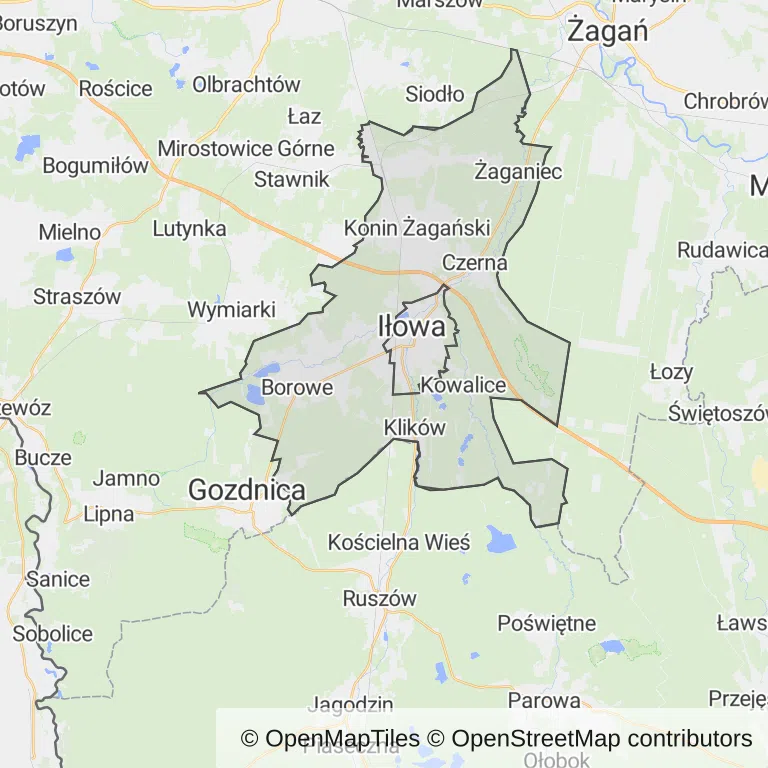 Mapa z zaznaczoną Iłowej