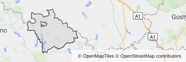 Mapa z zaznaczoną Izbicy Kujawskiej