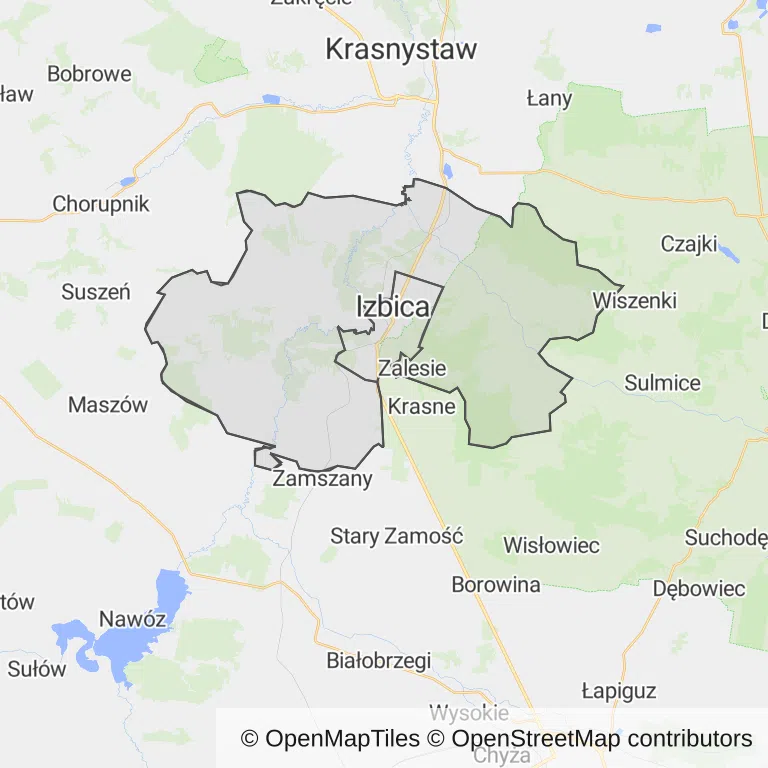 Mapa z zaznaczonym My w Izbicy