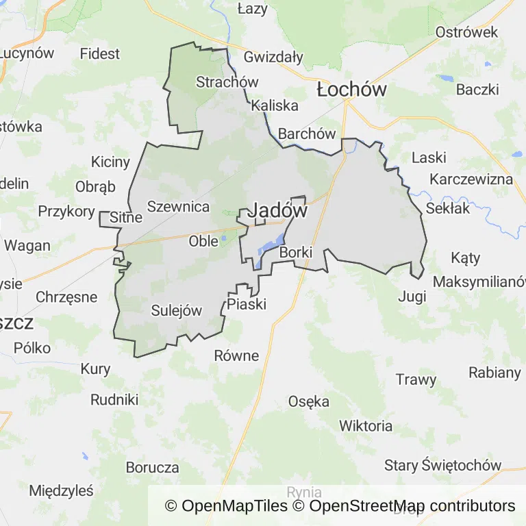 Mapa z zaznaczonym Jadowem