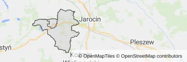 Mapa z zaznaczonym Jaraczewem