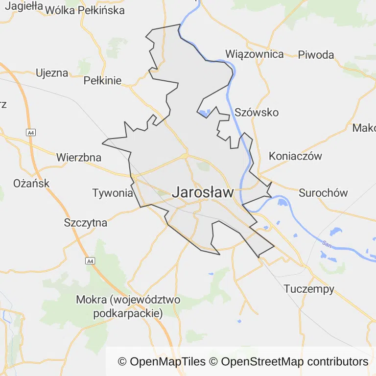 Mapa z zaznaczonym Jarosławiu