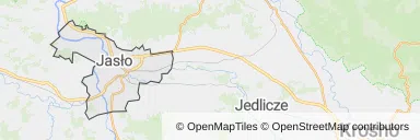 Mapa z zaznaczonym Jaśle