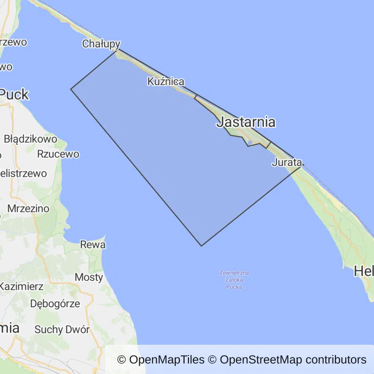 Mapa z zaznaczoną Jastarni