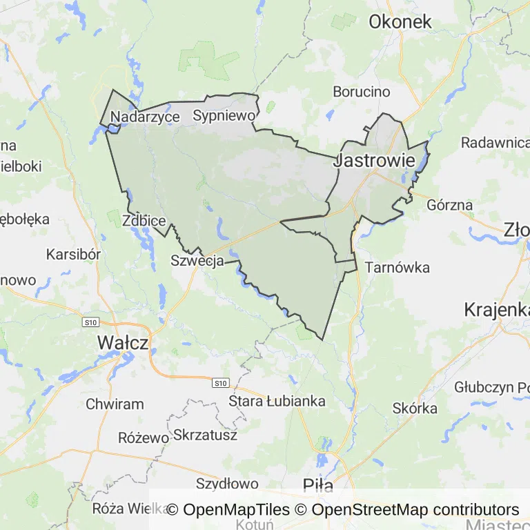 Mapa z zaznaczonym Jastrowiu