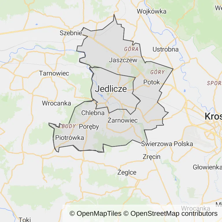 Mapa z zaznaczonym Jedliczem