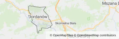 Mapa z zaznaczonym Jordanowem