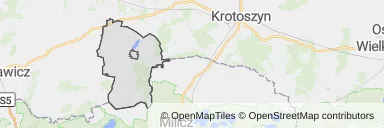 Mapa z zaznaczonym Jutrosinem