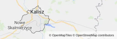 Mapa z zaznaczonym Kaliszem