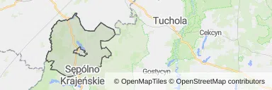 Mapa z zaznaczonym Kamieniu Krajeńskim