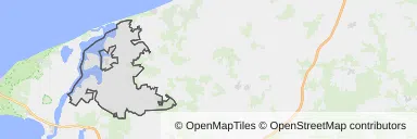 Mapa z zaznaczonym Kamieniu Pomorskim