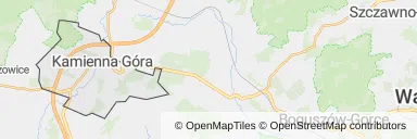 Mapa z zaznaczoną Kamiennej Górze