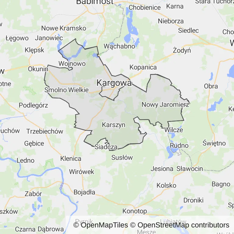 Mapa z zaznaczoną Kargowej