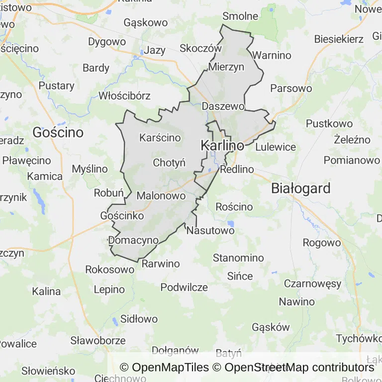 Mapa z zaznaczonym Karlinem