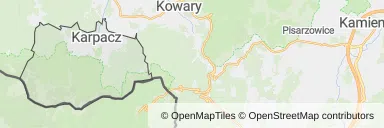 Mapa z zaznaczonym Karpaczem