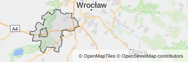 Mapa z zaznaczonym Kątach Wrocławskich
