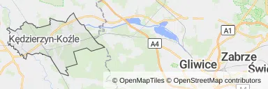 Mapa z zaznaczonym Kędzierzynie-Koźlu