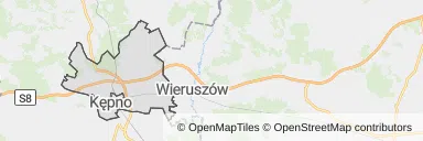 Mapa z zaznaczonym Kępnem