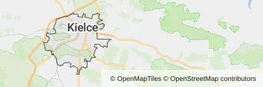Mapa z zaznaczonymi Kielcami