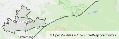 Mapa z zaznaczonym Kleszczelami