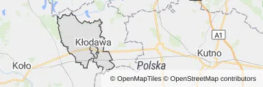 Mapa z zaznaczoną Kłodawem