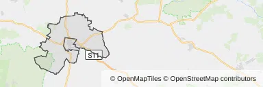 Mapa z zaznaczonym Kluczborkiem