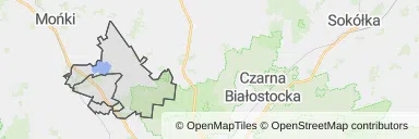 Mapa z zaznaczonym Knyszynem