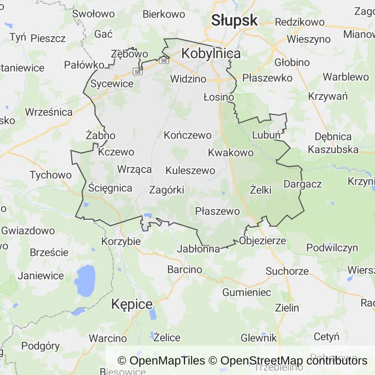 Mapa z zaznaczonym Kobylnicy
