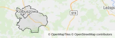 Mapa z zaznaczoną Kolbuszowem