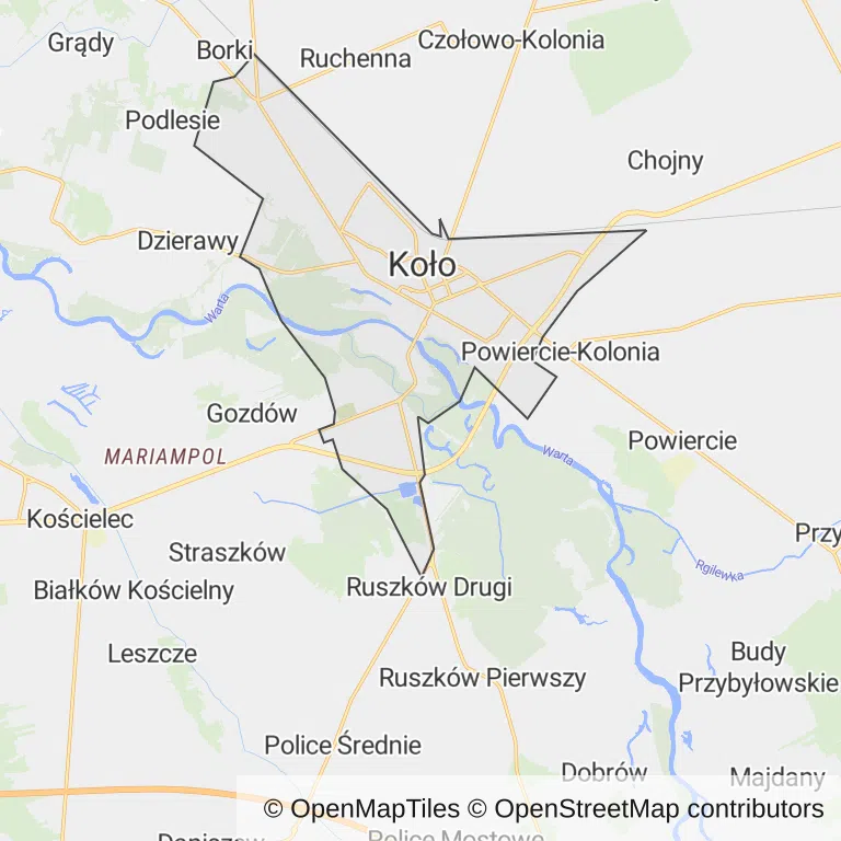 Mapa z zaznaczonym Kole