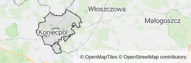 Mapa z zaznaczonym Koniecpolu