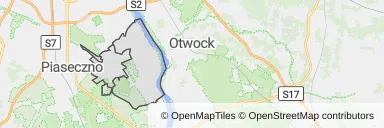 Mapa z zaznaczoną Konstancinie-Jeziornem